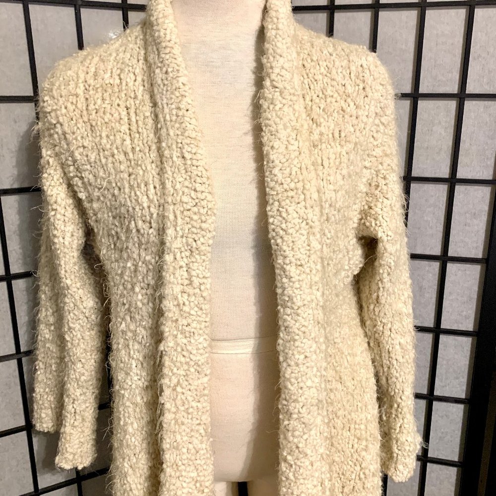 Long Off-White Cardigan with Short Back - Picture 3 of 5